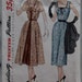 1950s Dress Pattern Simplicity 3590 Half Size Pattern Sleeveless Dress Square Neckline and Pleated Skirt Coat with Pleated Waistline Bust 3