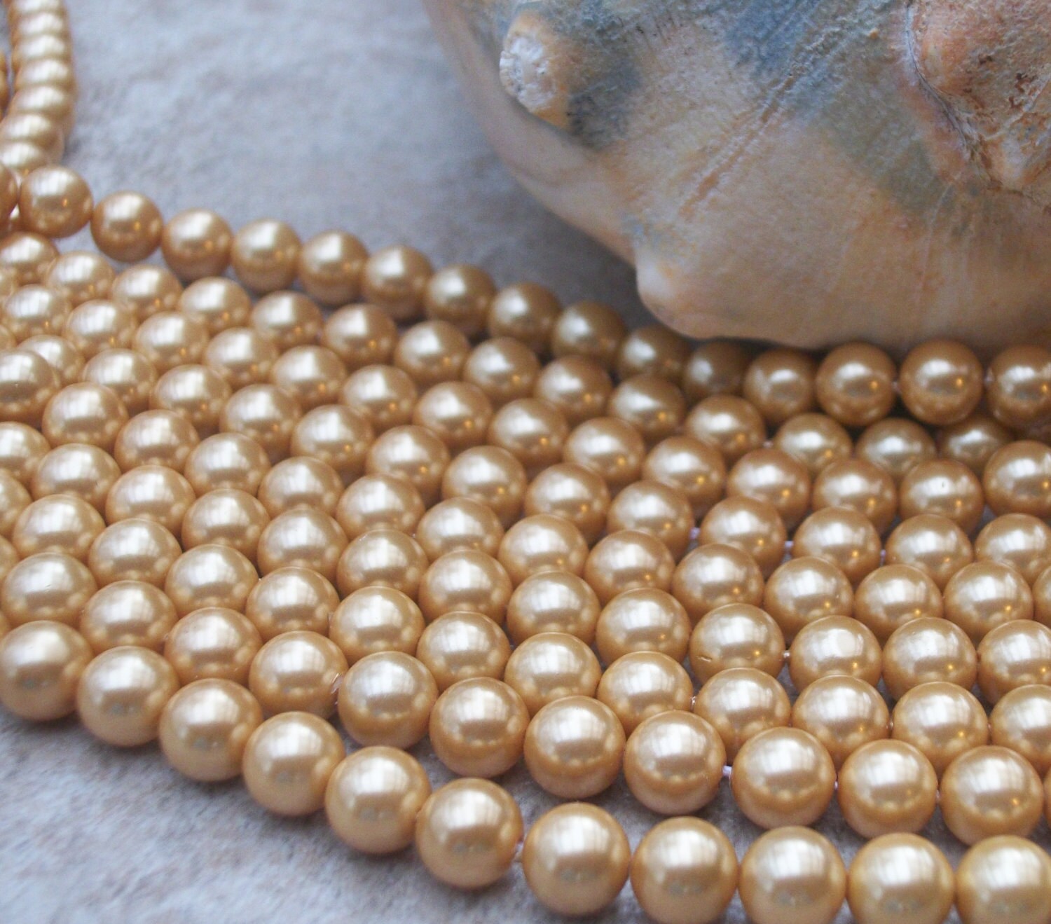 Gold South Sea Shell Pearl 6mm round full strand