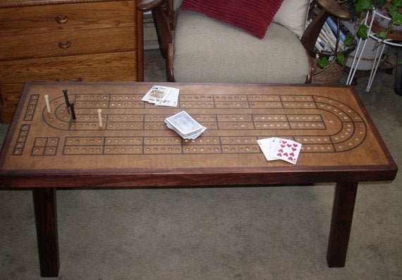 Unique Cribbage Table with Accent Border by TheRightJack on Etsy