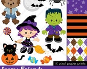 Scary Friends - Halloween - Clip art and Digital paper set Il_170x135