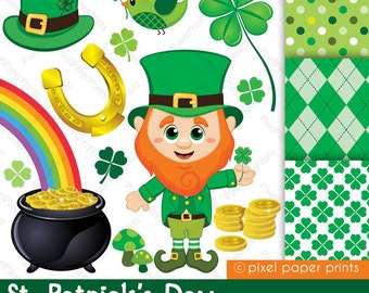 St. Patrick's Day - Digital paper and clip art set
