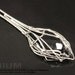 Wire wrapped pendant black onyx sterling fine silver elegant elongated light architectural goth art deco