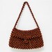 SALE - Vintage 60s Chocolate Brown Beaded Purse - Coffee Brown Wooden Beads - Shoulder Handbag