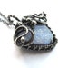 Wire wrapped Silver necklace, pastel blue, baby blue, Quartz druzy, romantic, gentle, heart shaped