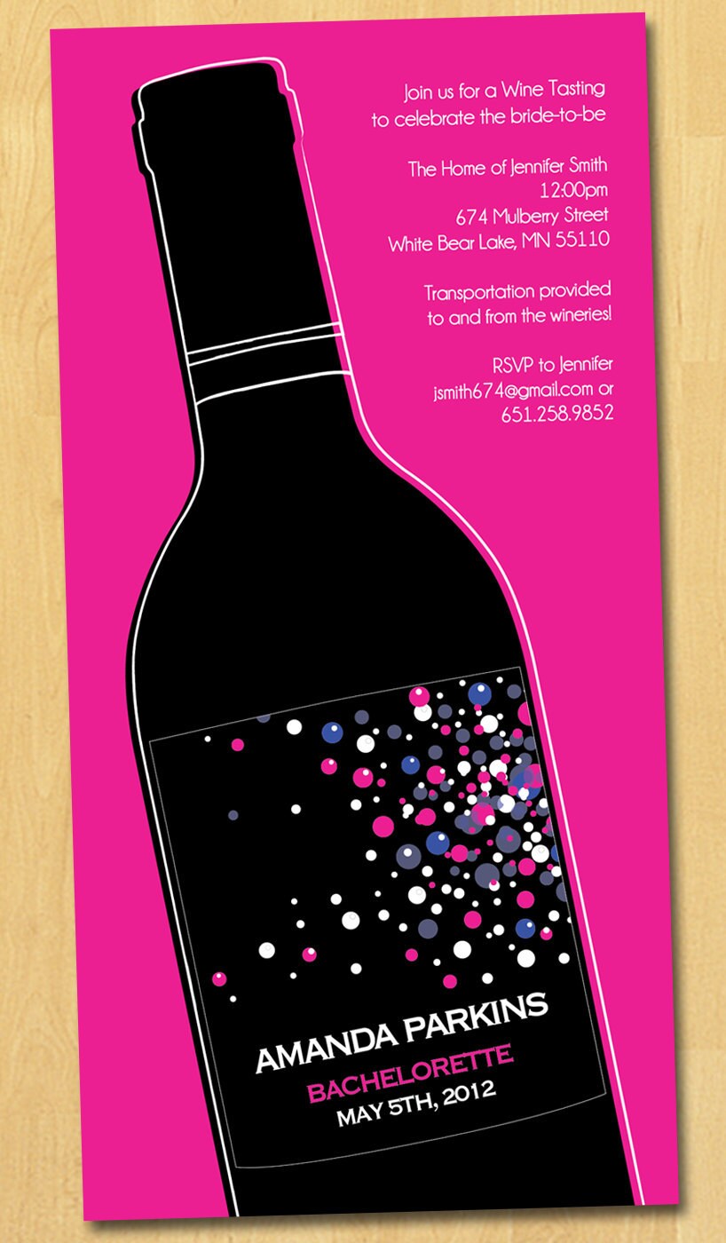 Wine Tasting Bachelorette Party Invitation Wording 4