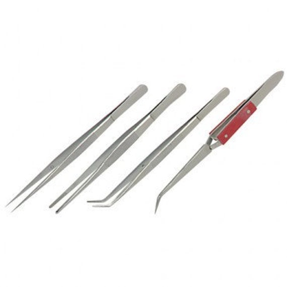 Tweezer Set 4 Piece Great for Hobbies Metal Soldering and
