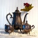 Vintage Teapot, Creamer & Sugar Bowl Leonard Silverplate 3 pc Silver Tea Set
