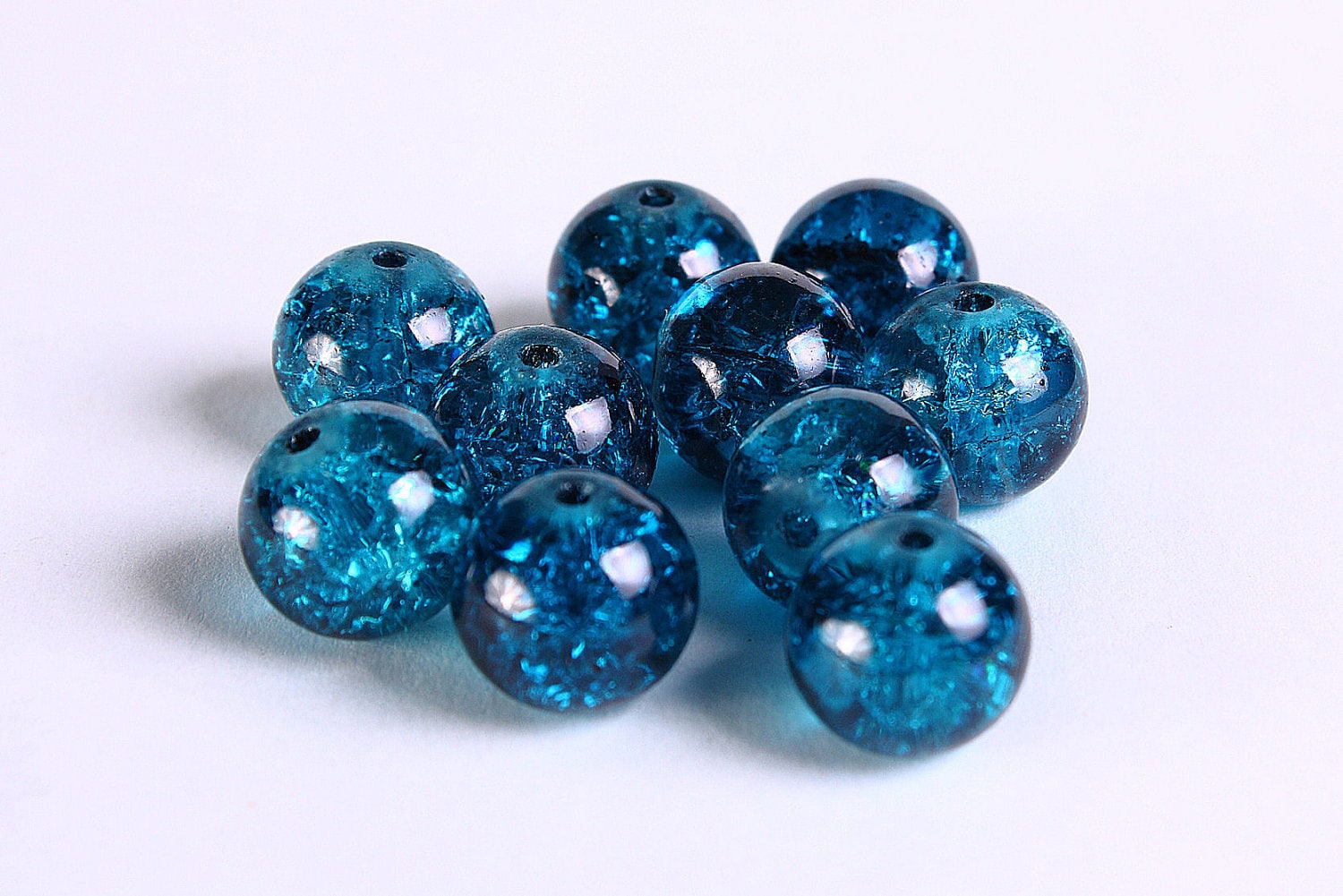 10mm teal blue crackled glass beads Blue crackle bead