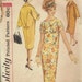 Mad Men Style Sheath Dress Duster Coat Simplicity 60s Sewing Pattern Kimono Sleeves Back Kick Pleat Empire Waist 20s Retro Style Bust 32