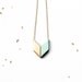 Gold & Mint Arrow Pendant / geometric wooden chevron pendant necklace in mint green, short gold chain - geometric jewelry - gift for her
