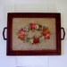 1925 Floral Needlepoint Wooden Serving Tray signed and dated Berlin Germany
