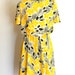 SALE Vintage Summer Dress Size Large Sundress Floral Neon Fashion Yellow Black White Summer. 80s Mad Men Fashion. Swing Dress. Spring