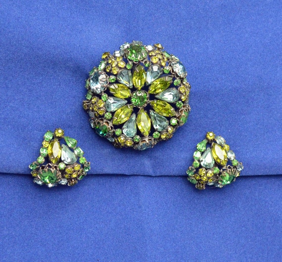 Fantstic SCHREINER Pendant Brooch Earrings Prong Set