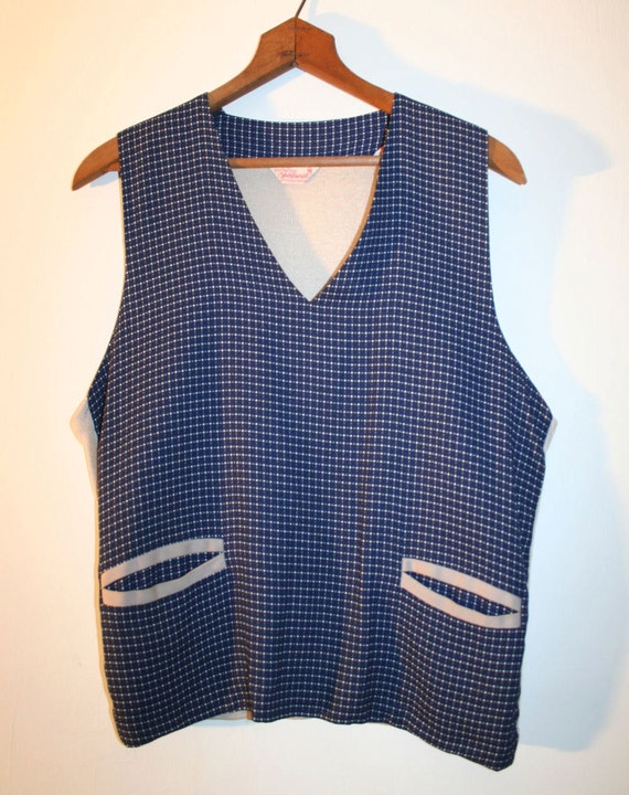 60s Rat Pack Sweater Vest Sporty Knit Blue White by MisterBibs