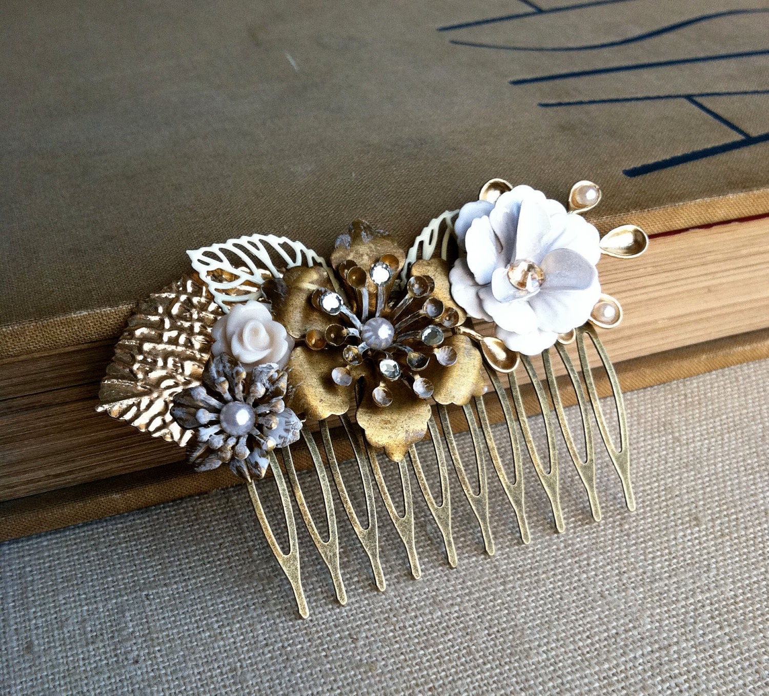 gold bridal hair comb SALE gold hair comb by PrettyBabyBridal