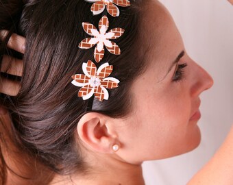 Bronze headband, Hair bands for women, Flower headband, Woman headband, Women hair accessory, Accessories for women, Brown headpiece Women