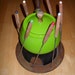 Lime Green Fondue Set, Fondue Pot Enamel Over Aluminum, Wood Base, 8 Forks Mid Century Modern Serving Ware Hostess