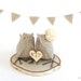 Burlap Wedding Fabric Birds Woodland Wedding Spring Summer Weddings Cake Topper Love Birds Rustic Birds Wedding Cake Topper