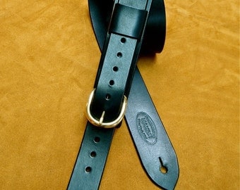 Leather Guitar Strap Black bridle leather Classic Vintage rocker strap Strong and clean Handmade for YOU in NYC by Freddie Matara!