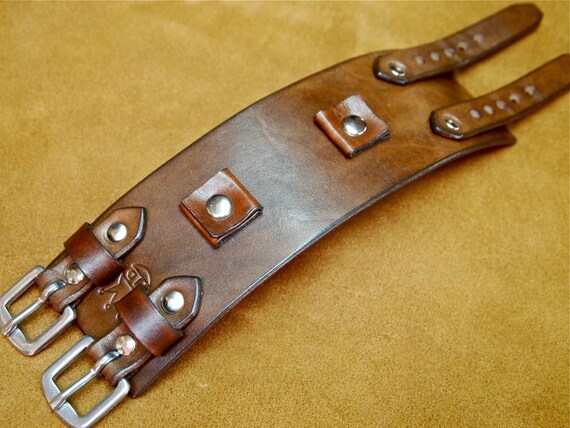Leather Cuff Bracelet Brown Johnny Depp vintage style cuff watchband Best quality Made in NYC for YOU by Freddie Matara