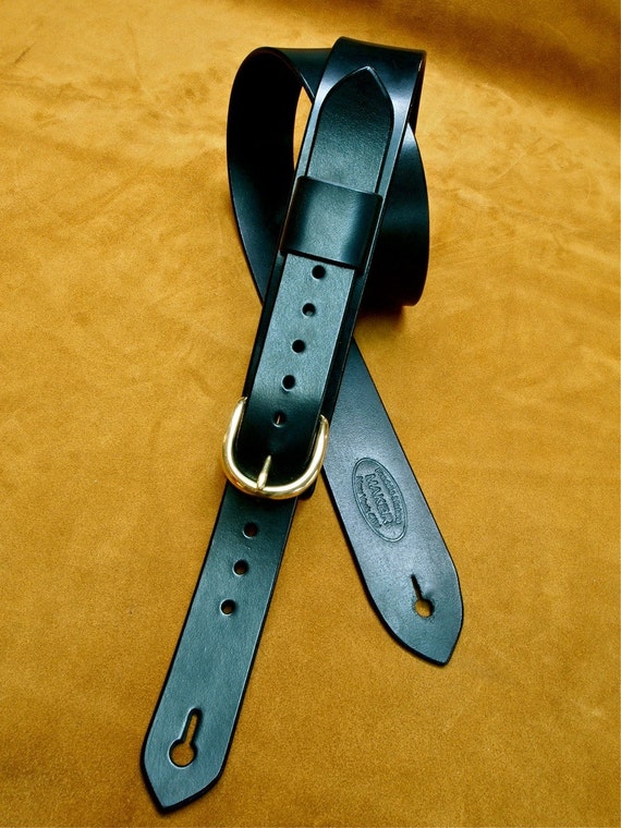 Leather Guitar Strap Black bridle leather Classic Vintage rocker strap Strong and clean Handmade for YOU in NYC by Freddie Matara!
