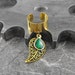 Emerald Green on Gold Leaf Ear Cuff - Green Tear of Nature by COGnitive Creations