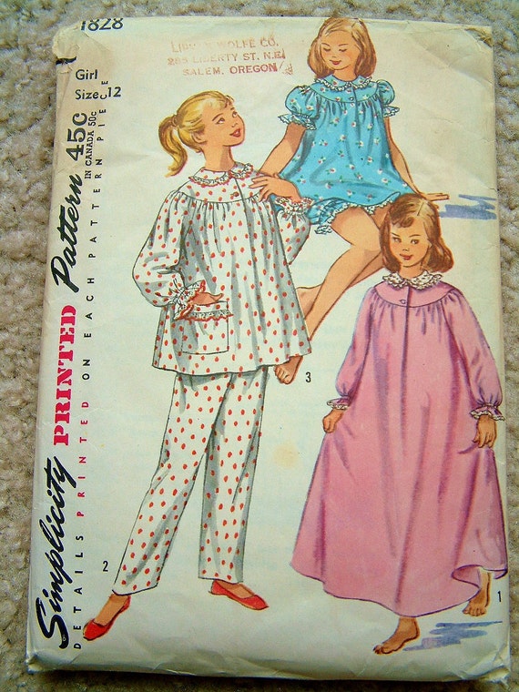 Vintage 1950s Pajamas Retro Simplicity 1828 by BlendedSplendid