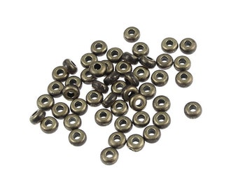 Antique Brass Beads 50 3mm Disk Heishi Spacers Brass Oxide TierraCast (PS268)