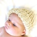 knit baby hat and photo prop - stretchy, newborn to about 18 months - oats and cream, all natural fibers, in stock and ready to ship