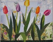 Art Quilt Wall Hanging - "Spring Beauties" - Tulip Flower Garden - 35" x 35"