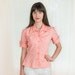 Sale - Vintage 1970s Blouse - 70s Blouse - Peach Shirt with Dots and Circles - S / M