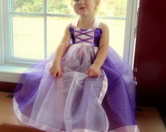 Rapunzel Dress: lined purple sparkle tutu with pink center and straps, Princess Party, Costume, Princess Dinner, wrap around, adjustable