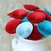 Reserved for Angela - 2 Arrangements of 18 Aqua and Red Paper Flowers