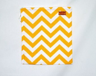 Gallon Size Reusable Bag - Yellow Chevron- Zippered Bag