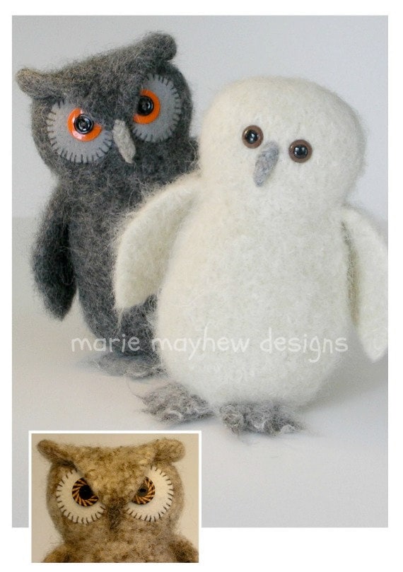 PATTERNBOOKLET. A Knit & Felt Wool Owl Pattern Knit Owl