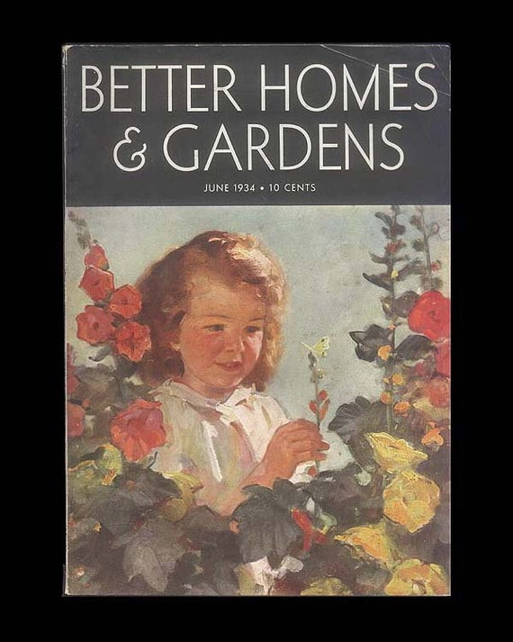 Better Homes and Gardens June 1934 Hollyhocks Treasury Item