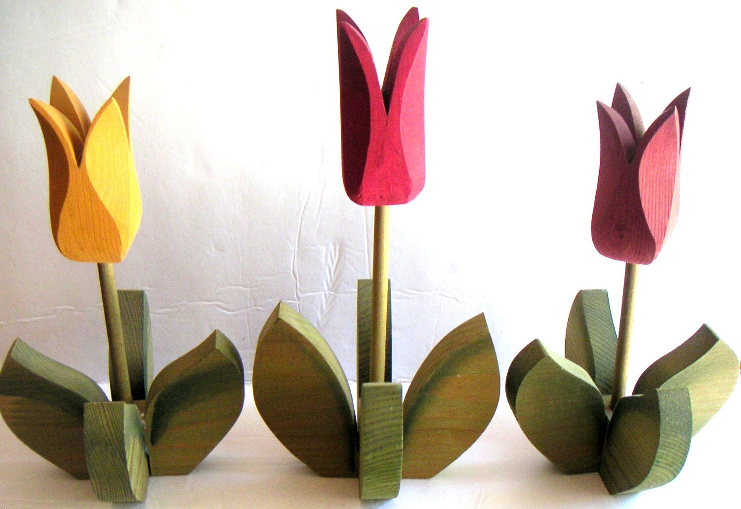 Vintage Wooden Tulips No Watering Needed. Arts and Craft