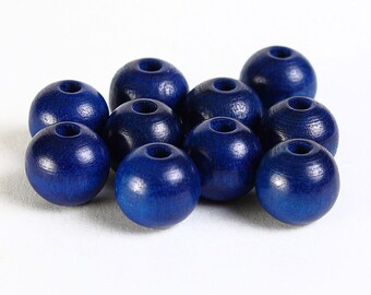 8mm Czech beads - 8mm blue wood beads - 8mm round beads - 10 pieces (066) - Flat rate shipping