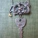 Key Charm Necklace Art Nouveau Pendant Recycled Vintage Key