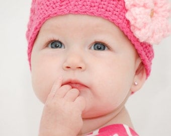 Crochet Pattern for a Summer Baby Hat with Changeable Flowers in Cotton Photo Prop PDF Instant Download
