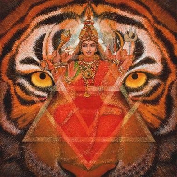 Hindu Goddess DURGA TIGER Meditation Spiritual Art Print