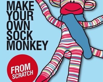 Sock Monkey Pattern PDF ONLY Stuffed Animal Doll, Baby Toy Pattern