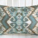 Rhythm Waves Pool 12x18 glam ikat peacock green teal gold lumbar pillow cover