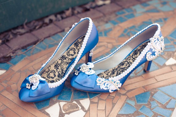 Items similar to Blue Wedding Shoes - Esmeralda Blue Heels on Etsy