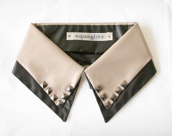 Double layer faux leather stud collar necklace