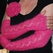 HOLIDAY SALE Long Knit Gloves, Bright Pink, Knit Gloves, Knit Mittens, Raspberry Knit Gloves, Arm Warmers, Pink Gloves
