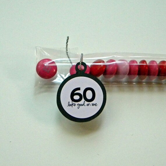 60th Birthday Party Favors - 60 Looks Good on Me - Pink, Black, Set of 12 Candy Treat Bags Il_570xn