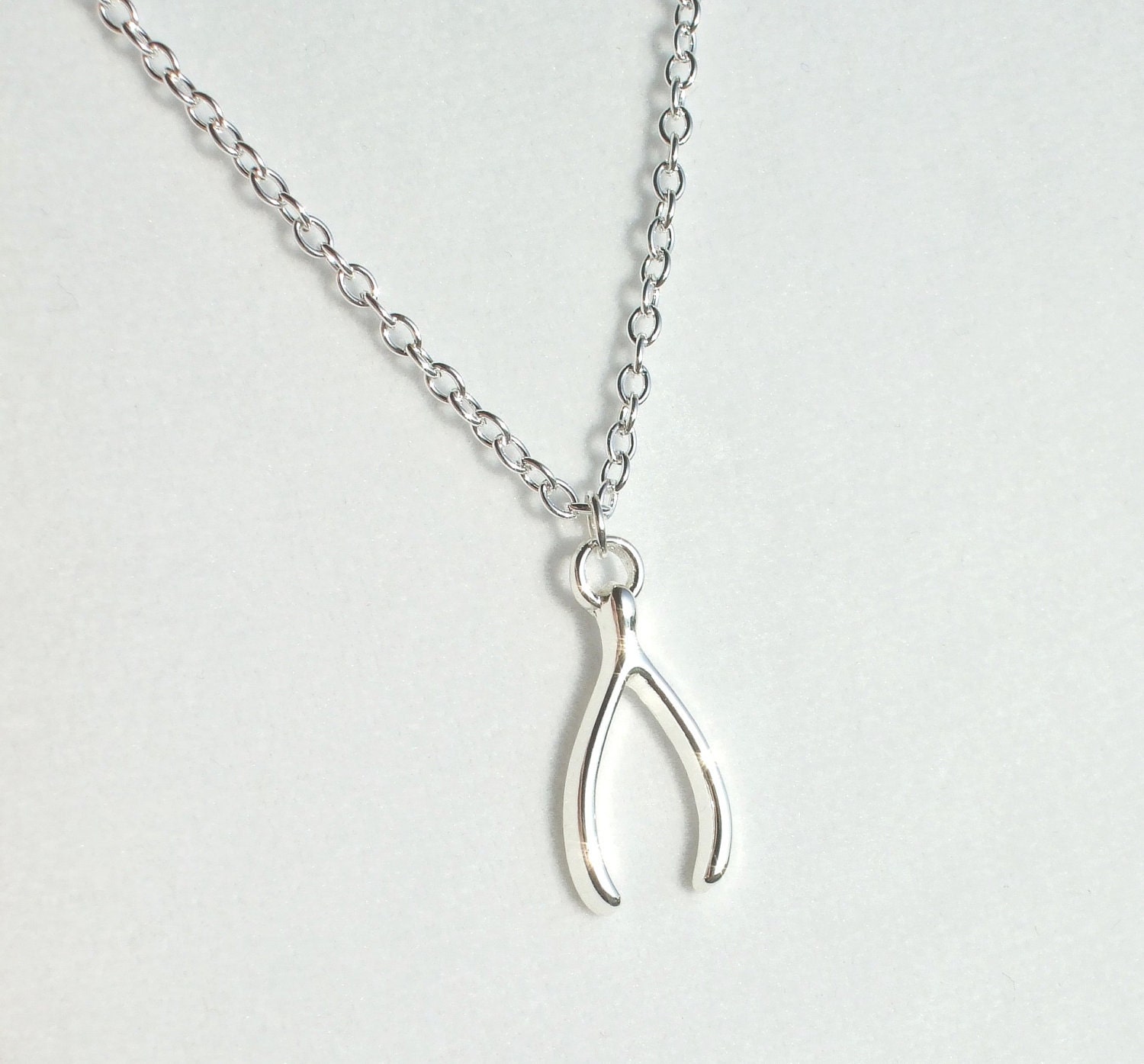 Silver Wishbone Necklace Make a Wish Silver Plated Luck