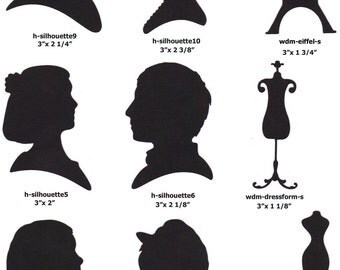Scrapbook Embellishments Paper Cut-Outs A - 8 Silhouettes Your Choice People Models Food Sports Home Deserts Victorian Design Crafts