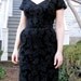 vintage 1950s dress / Black velvet Gorgeous 50s dress ornate Floral details with black beads